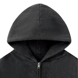 Meilleur 450 GSM Vintage Noir Zipper Hoodie Acid Wash Premium Cut and Sew 100% Cotton Personnalisable Logo Winter Print Pattern - Product Image 3