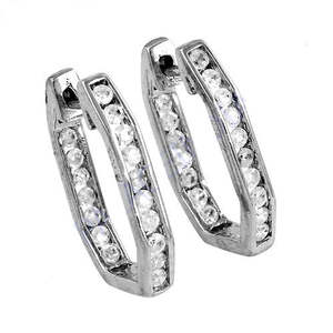 Pendientes de aro de plata para mujer con circonita cúbica, joyería de cristal, regalo - Product Image 3
