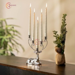 Metal Navidad decorativo ciervo diseño plata Color brillante plateado con 5 brazos hecho a mano único vela tarro aluminio fundido suministros - Product Image 4