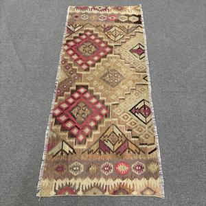Vintage Turkish <b>Runner</b> Rug 2.2x5.7 ft, Brown <b>Red</b> Moroccan Rug - Product Image 1