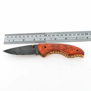 Wooden Handle Folding Damascus Knife Pocket Holding | High Quality Steel Wood Handle Folding Knives for Utility Custom Logo - Product Image 2