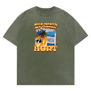 T-shirt grafica divertente da latte "il latte mi fa male la pancia" intollerante al lattosio - Product Image 4