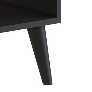 Mesa de Noche de Estilo Moderno RETRO con 1 Cajón, Mueble de Madera para Dormitorio, Aglomerado Negro, Diseño Brasileño, Fácil Montaje, Plano - Product Image 4