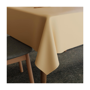 Luxurious Lightweight Beige 100% Cotton Embroidered Red 6ft <b>Tablecloth</b> For Modern Events Affordable Machine Washable Features - Product Image 1