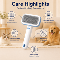 Brosse autonettoyante pour animaux de compagnie avec picots fins pour démêler, contrôler la perte de poils et les soins des animaux (pour chiens et chats)