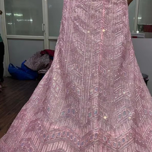 Tenue de soirée d'été moderne en gros tenue de mariée filet de travail à paillettes lourdes Lehenga Choli 3M Flair 2.5M Dupatta 1.2M brodé - Product Image 5