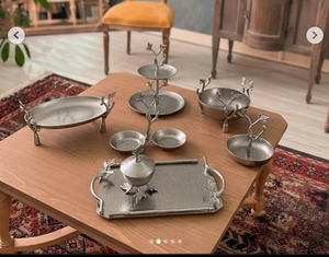 Bols et plateaux en métal modernes de luxe avec motif de plantes/fleurs pour la décoration intérieure salade fruits noix bols inde - Product Image 3