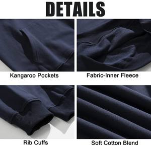 Sudaderas con capucha de algodón liso de gran tamaño para hombre, estilo callejero personalizado de fábrica con bordado 3D, jersey con hombros caídos - Product Image 5