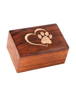 Paw Engraved Rosewood <b>Pet</b> Urn <b>for</b> Dogs Cats <b>Memorial</b> Keepsake Urns <b>for</b> Ashes, Photo Wooden <b>Box</b> (45 Cubic in Heart - White) - Product Image 4