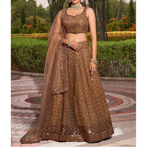 Vestido Lehenga Choli Tradicional Indio de Primera Calidad, Trajes Punjabi para Adultos, Colección Eid para Bodas y Fiestas Formales para Mujer - Product Image 4