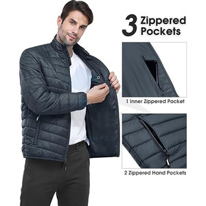 Mens Customizable <b>Packable</b> Puffer <b>Jacket</b> Hot Selling Winter Insulated Coat Elastic Hem Cuffs OEM Wholesale Factory Supplier - Product Image 3