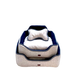 Natura 100% fait à la main Beige chat chien lit double ensemble solide carré désossé 2 tailles utilisation à long terme lavable Durable en peluche animaux lit - Product Image 1