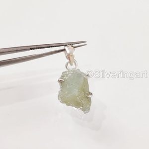 Colgante de Plata de Ley 925 con Piedra Preciosa de Aguamarina Natural, Regalo de Navidad, Joyería Hecha a Mano - Product Image 2