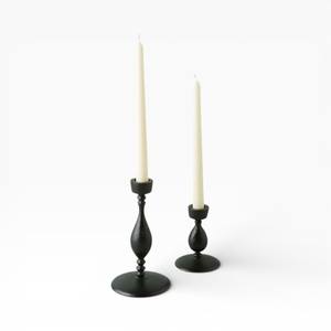Bougeoirs modernes en métal noir, paire avec design d'anneau incurvé pour un style d'intérieur contemporain - Product Image 2