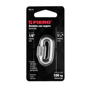 Eslabón Rápido de Acero Fiero BSE-1/8, Diámetro de 1/8\", Longitud de 38.1 mm, Acero al Carbono Galvanizado, Carga Máxima de 100 kg, Acoplamiento Seguro para - Product Image 1