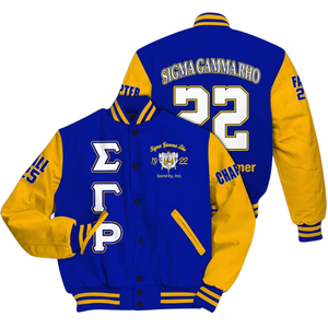 Sigma Gamma Rho 1922 SGRho Varsity Letterman Jacket Royal Poodle Heritage Edition Greek Life Pride Coat - Product Image 3