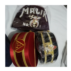 Royal Arch Chapter Crown Cap Red & Gold Masonic Regalia Hat Freemason Headwear Gorra masónica bordada York Rite Crown Cap - Product Image 5