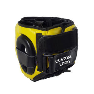 Color amarillo negro 2025 Buena venta Cuero de PU hecho a mano Mejor proveedor Producto OEM Protectores de cabeza de boxeo POR INDUSTRIAS INCREÍBLES - Product Image 6