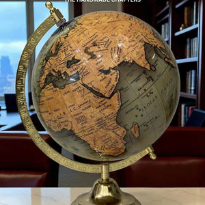 Vintage Green Gold Brass Decorative Globe Elegant Home Office <b>Desk</b> <b>Ornament</b> Unique Gift Stylish Boho Chic World Map Tabletop - Product Image 1