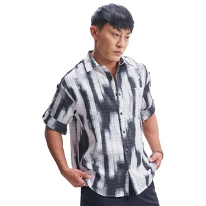 Chemise décontractée d'automne personnalisable, short décontracté hawaïen, tissu en satin tricoté, respirant, écologique, grande taille, lavé - Product Image 3