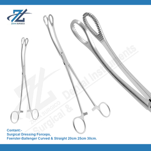 Foerster Basic Forceps Set 25cm High Quality Stainless Steel Manually Operated Straight Serrated Jaws <b>Basis</b> <b>Surgical</b> <b>Instruments</b> - Product Image 2
