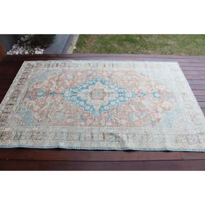 Alfombra Turca Vintage de Lana Azul, 4.3x6.8 pies (130x206 cm) - Product Image 3