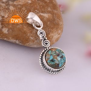 Venta caliente de plata esterlina oxidada Natural Boulder turquesa piedra preciosa colgante fabricante de joyería personalizada - Product Image 2