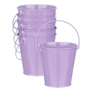 Amazing <b>Metal</b> Pail <b>Bucket</b> with Handle Purple Coated for Home Interior Garden Decor Planter Multi Usable Pail <b>Buckets</b> - Product Image 2