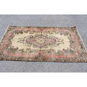 3.7x6.7 ft Turkish Rug, <b>Brown</b> Ikat Vintage Rug <b>Wool</b> - Product Image 3