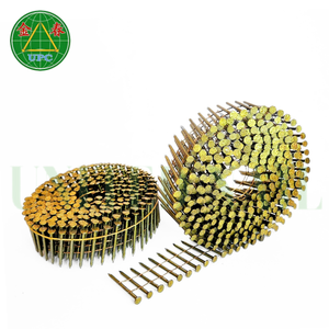 ตะปูคอยล์เหล็ก0.083ความแข็งแรงสูงอุตสาหกรรม1-1/4 "x ชุบสังกะสีสีเหลืองโครเมตก้านเรียบหัวลายตารางแบบแบนปลอดภัย - Product Image 5