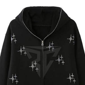 Etiqueta privada para el invierno Estilo diferente El mejor material Sudaderas con capucha de diamantes de imitación para hombres Logotipo personalizado Tela suave - Product Image 2