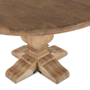 <b>Round</b> Shape Pedestal Design Wooden Base <b>Solid</b> Mango <b>Wood</b> Top Natural Finish 4 Seater Outdoor Cafe Bar Restaurant <b>Dining</b> <b>Table</b> - Product Image 4