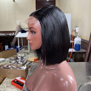 Tendance chaude Bob Perruques Vietnamien Cheveux Humains Droite Sans Colle Full HD Transparent Avant Formation Têtes Noir Femmes Style - Product Image 1