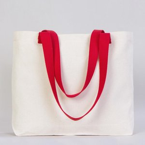 Modern 10 oz Cotton Canvas Tote <b>Bag</b> Red Woven Handles Eco-Friendly <b>Medium</b> (18 14 3 Inches 45 35 8 Cm)-for Daily Use - Product Image 4