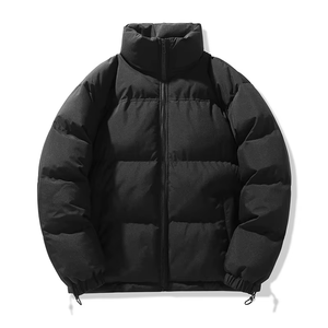 <b>Men</b> Streetwear Canvas Puffer Jacket Custom Front Logo Quilted Stand Collar <b>Waterproof</b> Windproof Eco-Friendly <b>Winter</b> <b>Coat</b> Fashion - Product Image 1