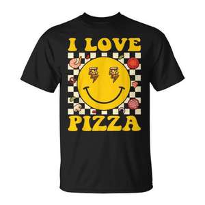 T-shirt I Love Pizza au design rétro et original, unisexe, col rond, manches courtes, impression sérigraphique - Product Image 1