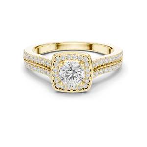 0.994 CT Round Cut Halo Lab Diamond Engagement <b>Ring</b> for Women VVS-VS EF Clarity 18KT, 14KT, 10KT Gold & 925 Silver Rose, - Product Image 1
