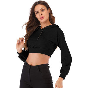 Sudadera Corta con Capucha para Mujer, Personalizable en la Parte Delantera, de Felpa, Informal, de Punto, Lisa, Teñida, para Otoño e Invierno - Product Image 4