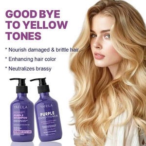 Ensemble Shampooing et Après-Shampooing Violet Marque Blanche pour <span class=keywords><strong>Cheveux</strong></span> Blonds Anti-Jaunissement à la Biotine et Huile de Coco Shampooing Tonifiant Vente en Gros OEM - Product Image 1