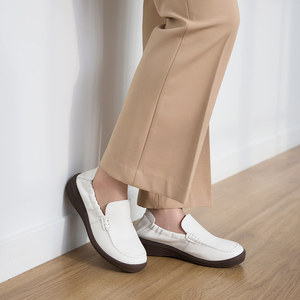 [JSHOE] Zapatos de Mujer de Piel Vacuna con Banda Elástica, Sin Cordones, Tacón Bajo de 4 cm, Cómodos, Casuales, para Caminar - Product Image 2