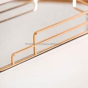 Bandeja de espejo decorativa Rectangular moderna de lujo personalizada de acero inoxidable hogar sala de estar comedor MESA DE BAÑO bandejas decorativas - Product Image 4