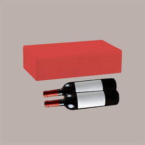 Juego de 10 piezas de estanterías de bodega de papel efecto lino rojo para 2 botellas, 340x180x90 mm - Product Image 1
