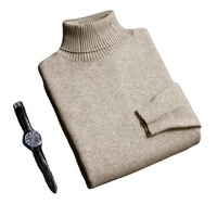 Automne hommes haute qualité tricoté pull à col roulé Slim Fit à manches longues AntiPilling pull couleur unie tendance hommes Streetwear