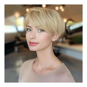 Peluca sintética realista con corte pixie y flequillo para mujer, peluca de pelo corto en capas para fiestas de disfraces y peluca rubia para Cosplay - Product Image 1