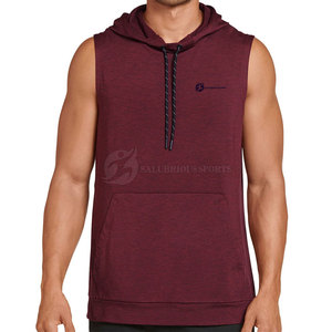 <b>Men's</b> XL Hooded Pullover <b>Hoodie</b> Custom <b>Sleeveless</b> Design Cotton Polyester Solid Print Pattern Winter Breathable Plain Dyed Best - Product Image 1