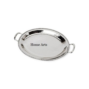 Plateau de service de bonbons de la meilleure qualité avec poignées en laiton en aluminium plateau de service de collations martelé à vendre - Product Image 4