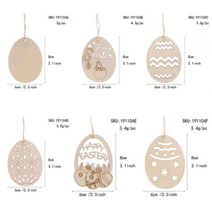 Pendentifs d'oeufs de Pâques <span class=keywords><strong>en</strong></span> <span class=keywords><strong>bois</strong></span> peints à la main 3D bricolage pour la décoration de la maison bébé gravé Tu corbeau pour l'atmosphère de fête - Product Image 3