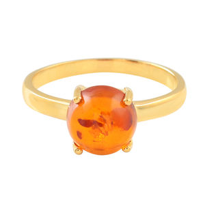 Bague en argent sterling 925 plaqué or de haute qualité classique avec pierre précieuse ambre double, exportateur en gros, stock disponible - Product Image 2