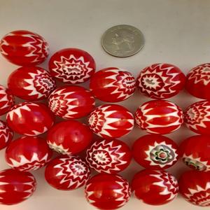 Grandes perles de Bohème Chevron en couches faites à la main rouges en gros approvisionnement en vrac perles de verre au chalumeau en cristal pour la fabrication de bijoux - Product Image 3