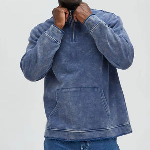 Sweat-shirts pour hommes de haute qualité 100% coton, logo personnalisé brodé, streetwear, uni, effet délavé, coupe ample, poids lourd 380 - Product Image 1